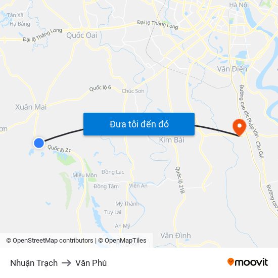 Nhuận Trạch to Văn Phú map