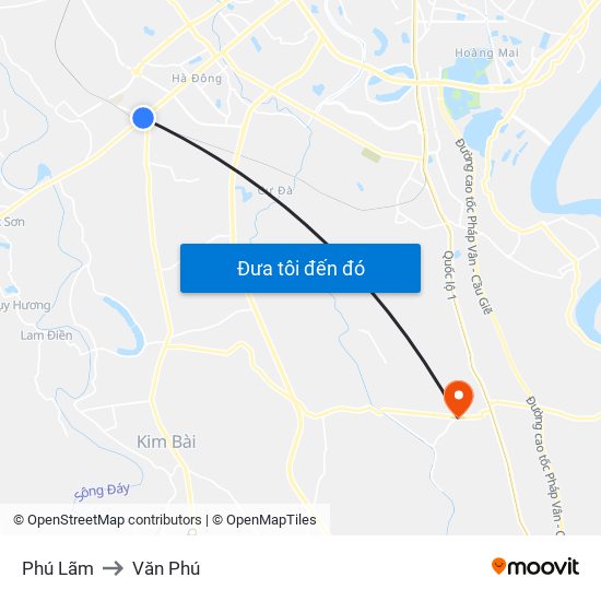 Phú Lãm to Văn Phú map