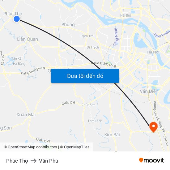 Phúc Thọ to Văn Phú map