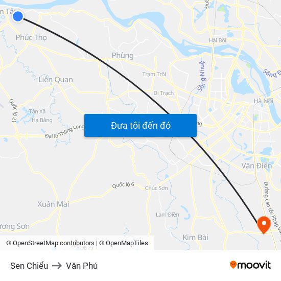 Sen Chiểu to Văn Phú map