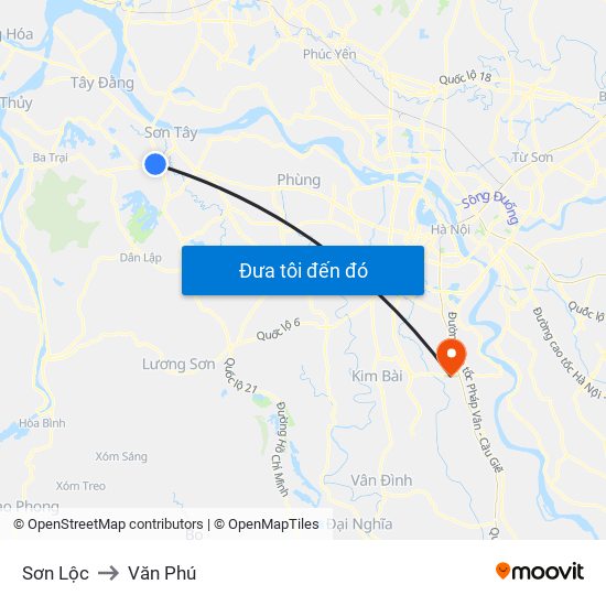 Sơn Lộc to Văn Phú map