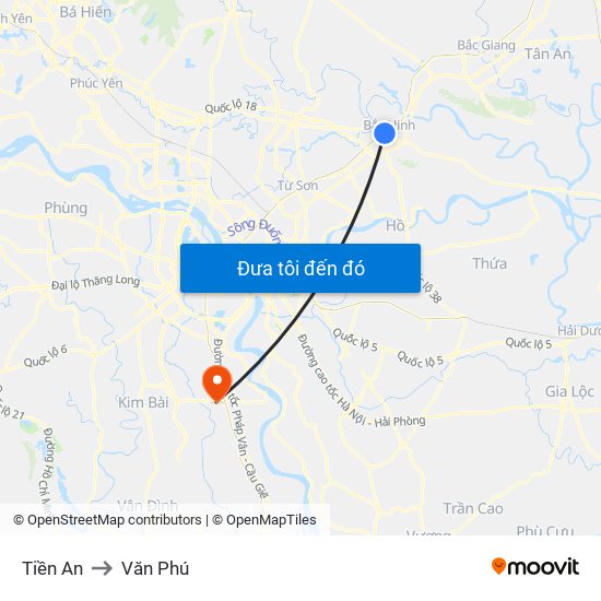 Tiền An to Văn Phú map