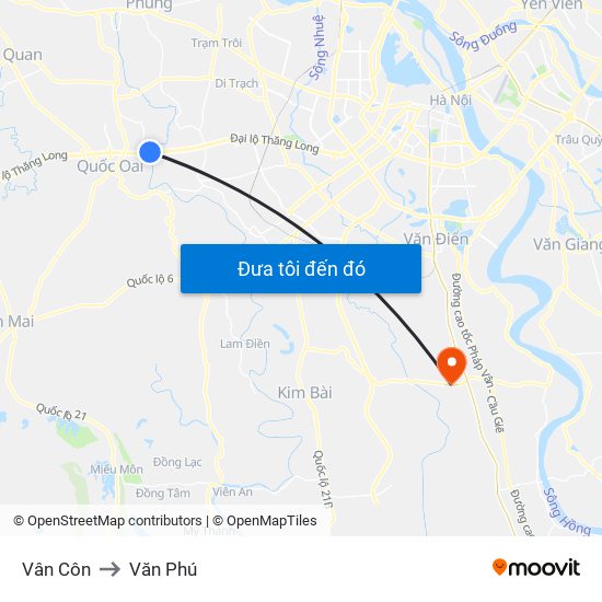 Vân Côn to Văn Phú map