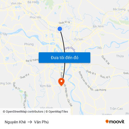 Nguyên Khê to Văn Phú map