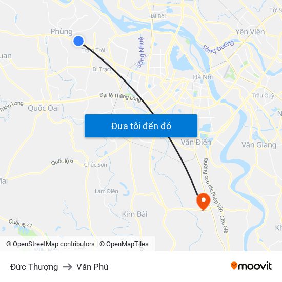 Đức Thượng to Văn Phú map