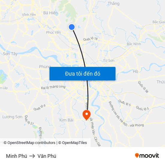 Minh Phú to Văn Phú map