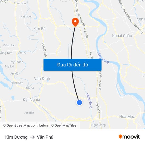 Kim Đường to Văn Phú map