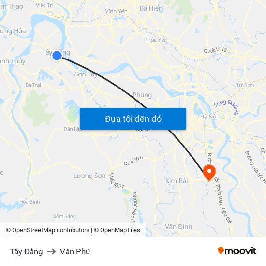 Tây Đằng to Văn Phú map