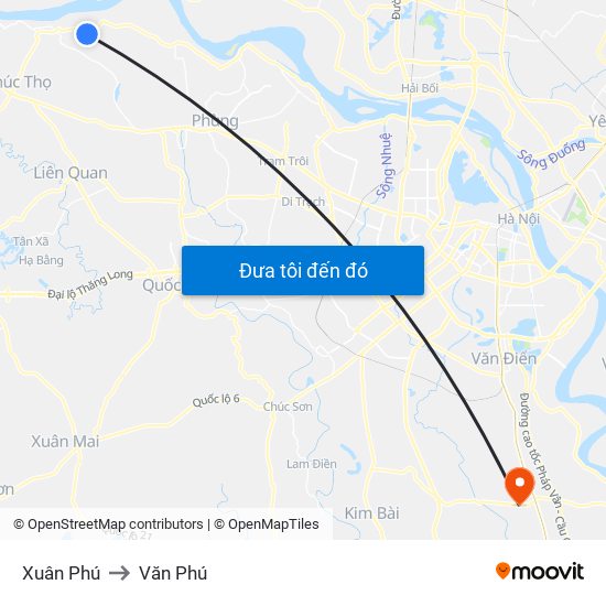 Xuân Phú to Văn Phú map