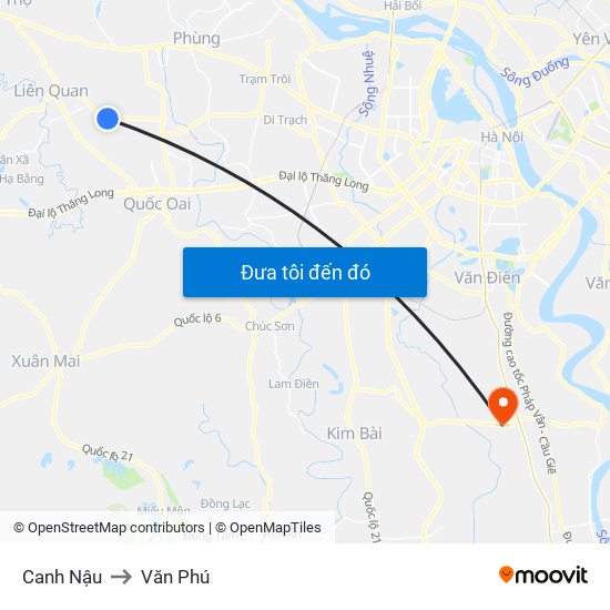 Canh Nậu to Văn Phú map