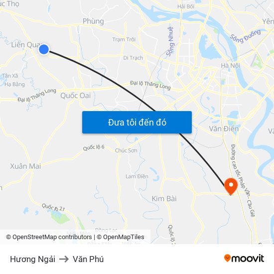 Hương Ngải to Văn Phú map