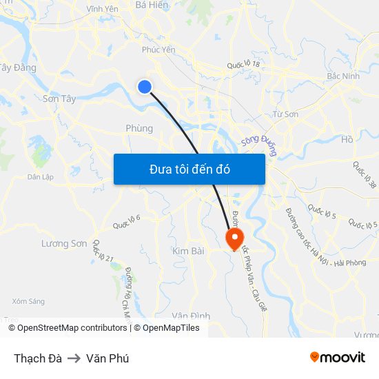 Thạch Đà to Văn Phú map