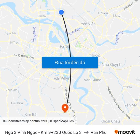 Ngã 3 Vĩnh Ngọc - Km 9+230 Quốc Lộ 3 to Văn Phú map