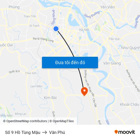 Số 9 Hồ Tùng Mậu to Văn Phú map