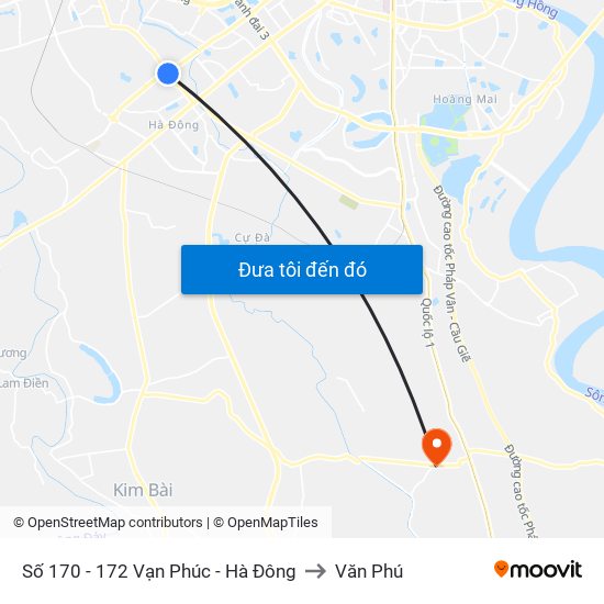 Số 170 - 172 Vạn Phúc - Hà Đông to Văn Phú map