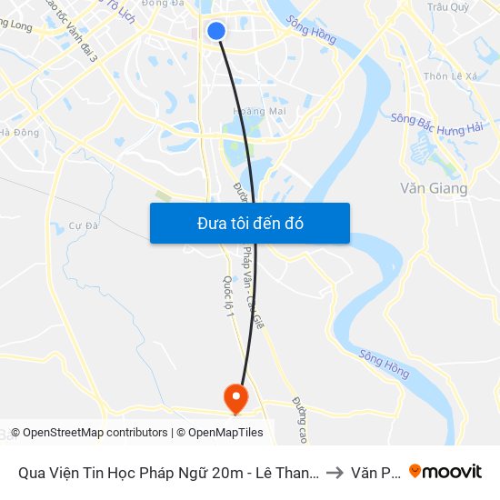 Qua Viện Tin Học Pháp Ngữ 20m - Lê Thanh Nghị to Văn Phú map