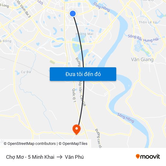 Chợ Mơ - 5 Minh Khai to Văn Phú map