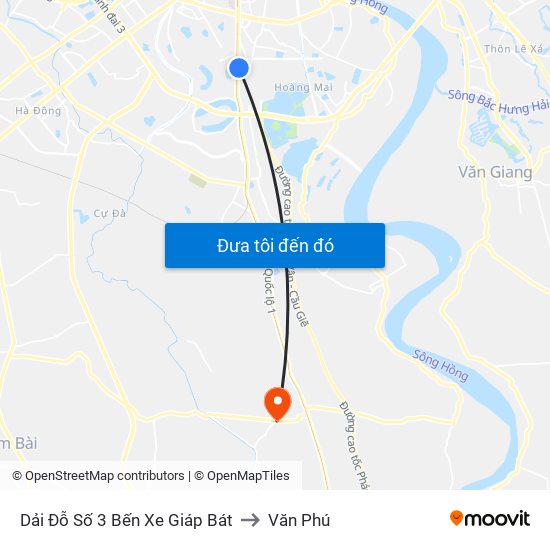 Dải Đỗ Số 3 Bến Xe Giáp Bát to Văn Phú map