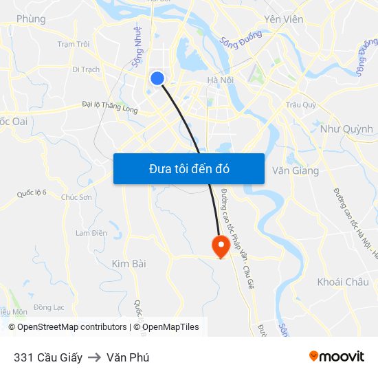 331 Cầu Giấy to Văn Phú map