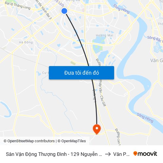 Sân Vận Động Thượng Đình - 129 Nguyễn Trãi to Văn Phú map