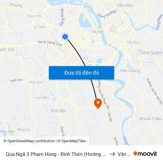 Qua Ngã 3 Phạm Hùng - Đình Thôn (Hướng Đi Phạm Văn Đồng) to Văn Phú map