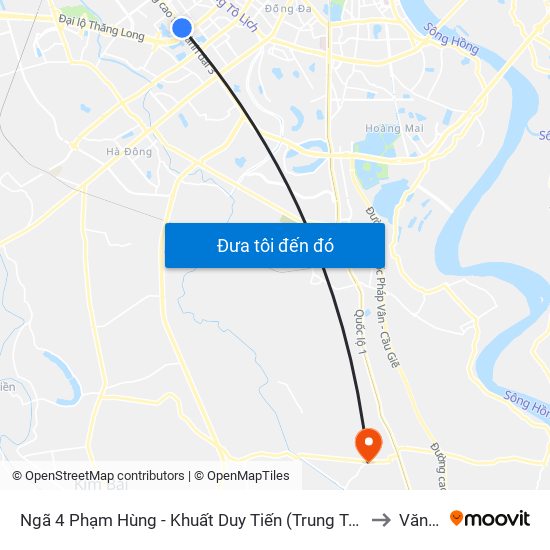 Ngã 4 Phạm Hùng - Khuất Duy Tiến (Trung Tâm Hội Nghị Quốc Gia) to Văn Phú map