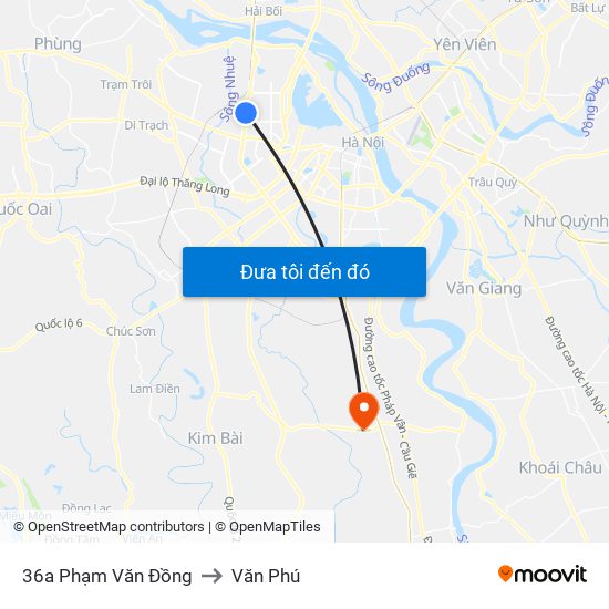 36a Phạm Văn Đồng to Văn Phú map