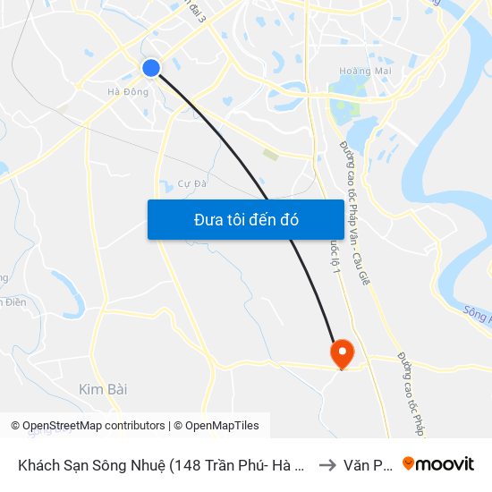 Khách Sạn Sông Nhuệ (148 Trần Phú- Hà Đông) to Văn Phú map