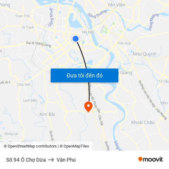 Số 94 Ô Chợ Dừa to Văn Phú map
