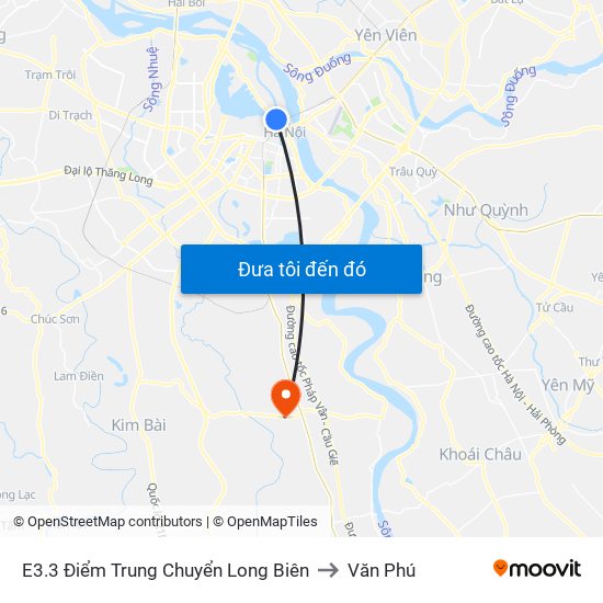 E3.3 Điểm Trung Chuyển Long Biên to Văn Phú map