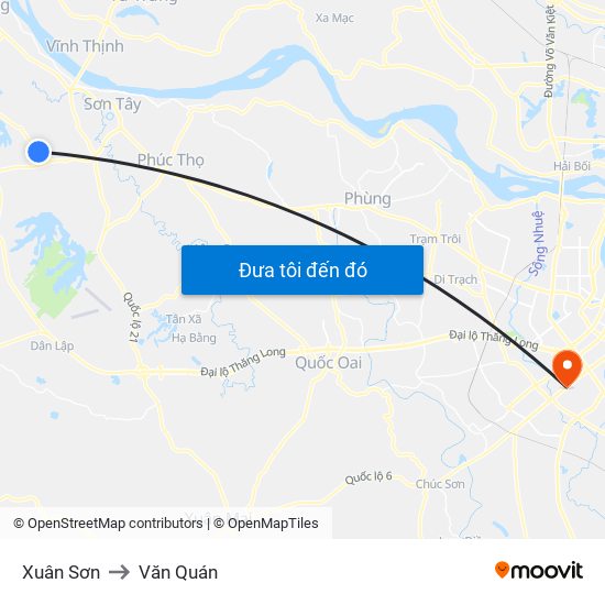 Xuân Sơn to Văn Quán map