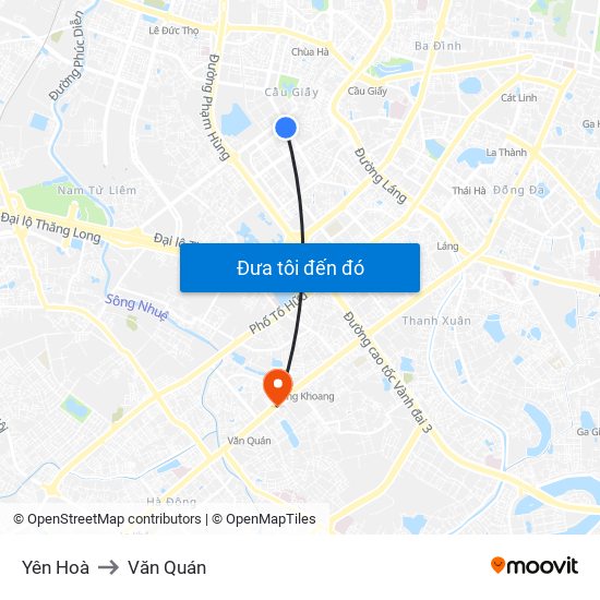 Yên Hoà to Văn Quán map