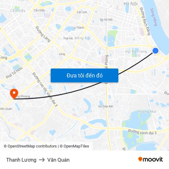 Thanh Lương to Văn Quán map
