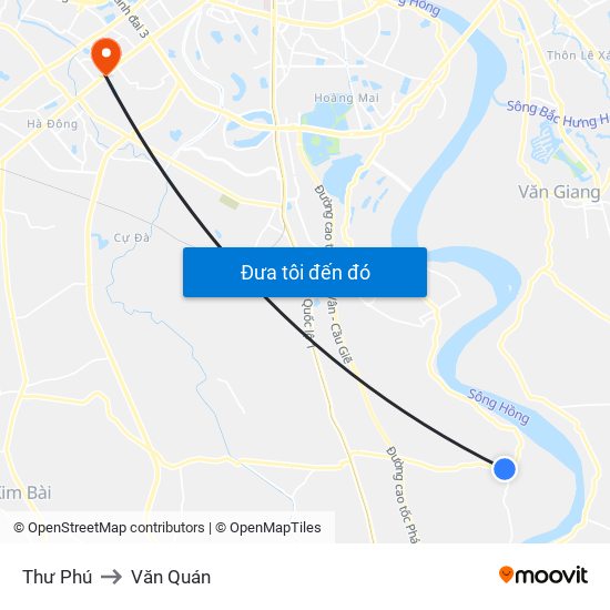 Thư Phú to Văn Quán map