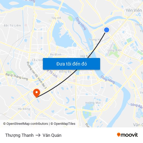 Thượng Thanh to Văn Quán map