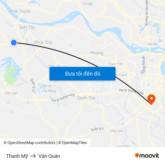 Thanh Mỹ to Văn Quán map