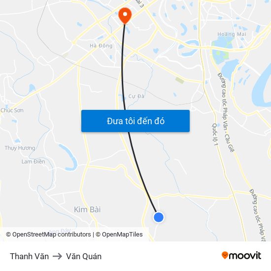 Thanh Văn to Văn Quán map