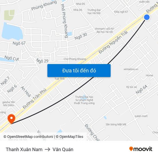 Thanh Xuân Nam to Văn Quán map