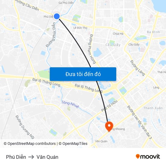 Phú Diễn to Văn Quán map