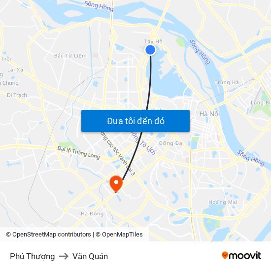 Phú Thượng to Văn Quán map