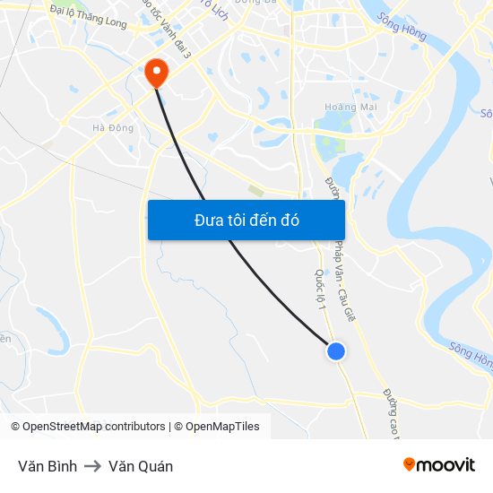 Văn Bình to Văn Quán map