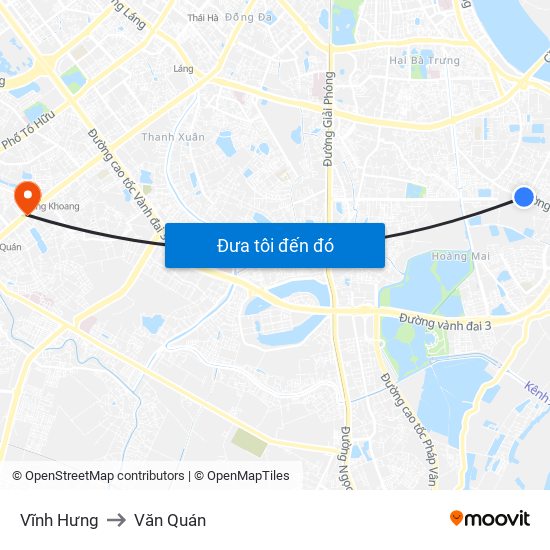 Vĩnh Hưng to Văn Quán map