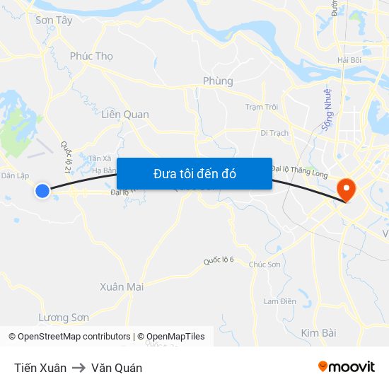 Tiến Xuân to Văn Quán map