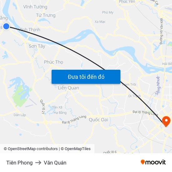 Tiên Phong to Văn Quán map