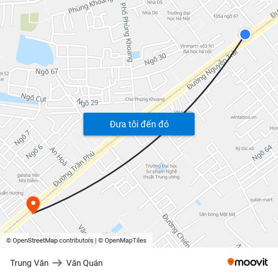 Trung Văn to Văn Quán map