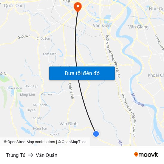 Trung Tú to Văn Quán map