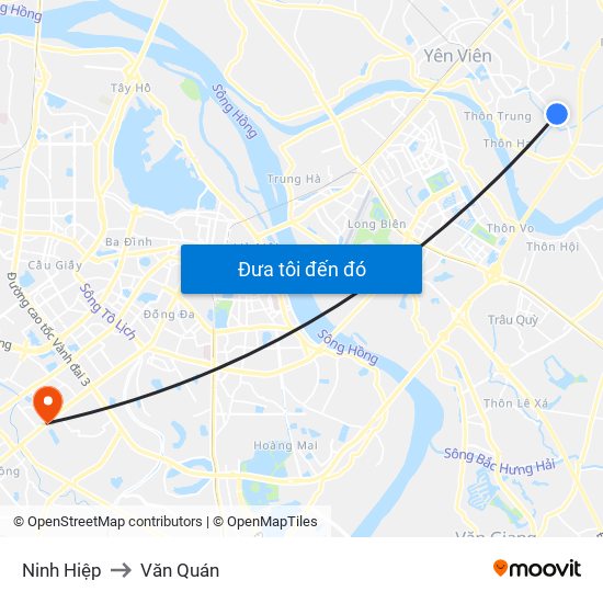 Ninh Hiệp to Văn Quán map