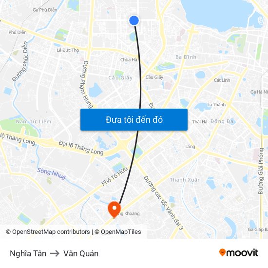 Nghĩa Tân to Văn Quán map