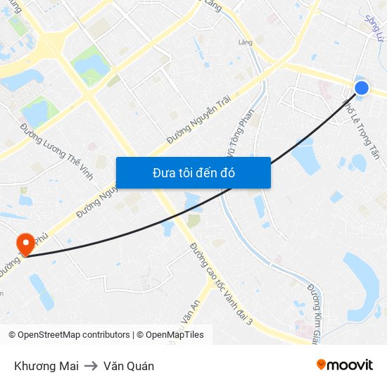 Khương Mai to Văn Quán map