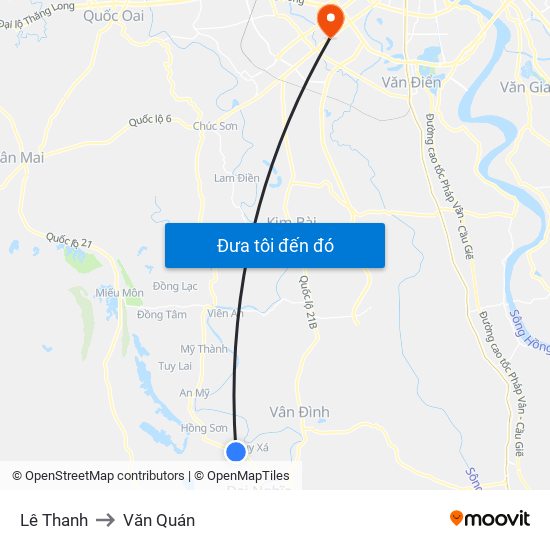 Lê Thanh to Văn Quán map